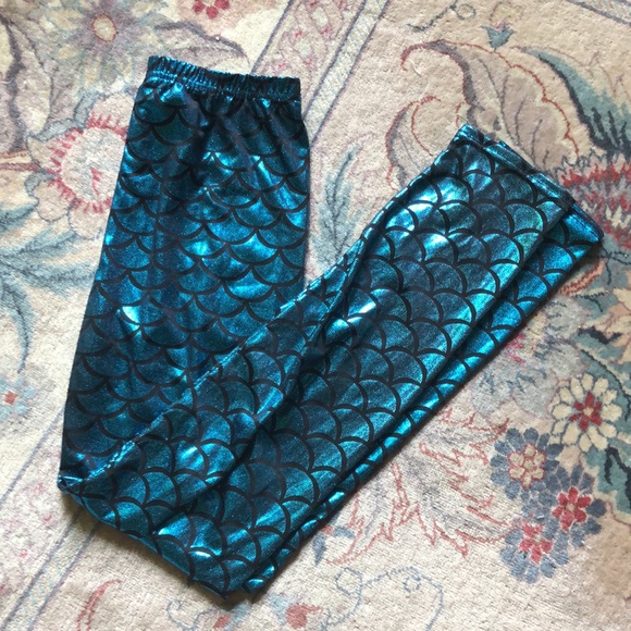TWEEN MERMAID shiny metallic scale Leggings - Picture 4 of 15